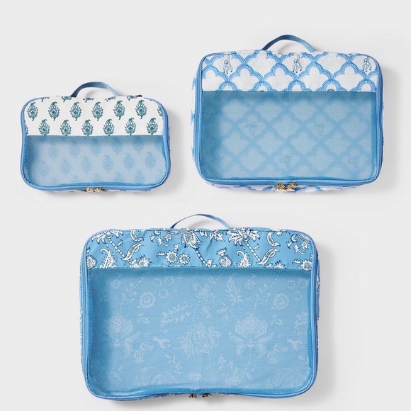 💗🐰Roller Rabbit x Target 3pc Packing Cube Set Blue - Picture 3 of 6